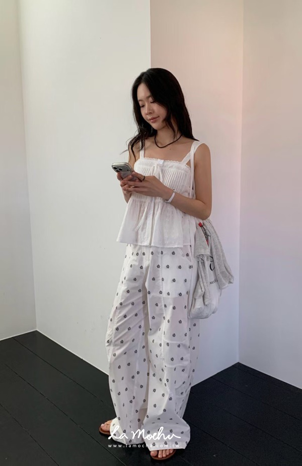 滿版印花車線長褲